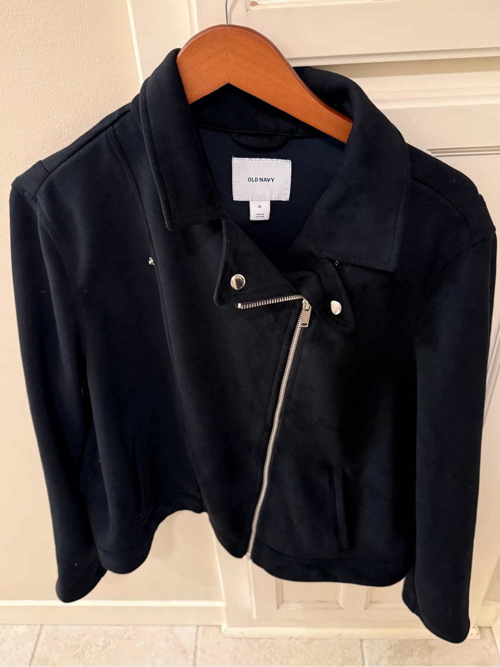 Old Navy Black Suede-Look Asymmetrical Moto Jacket